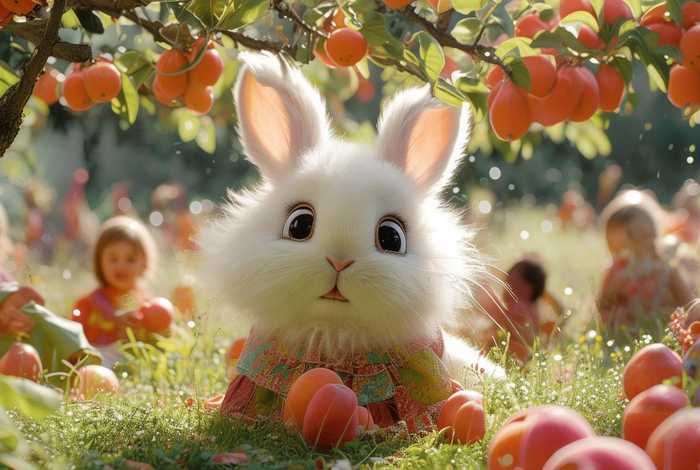 儿童故事桃树下的小白兔 - 桃树下的小白兔编故事幼儿
