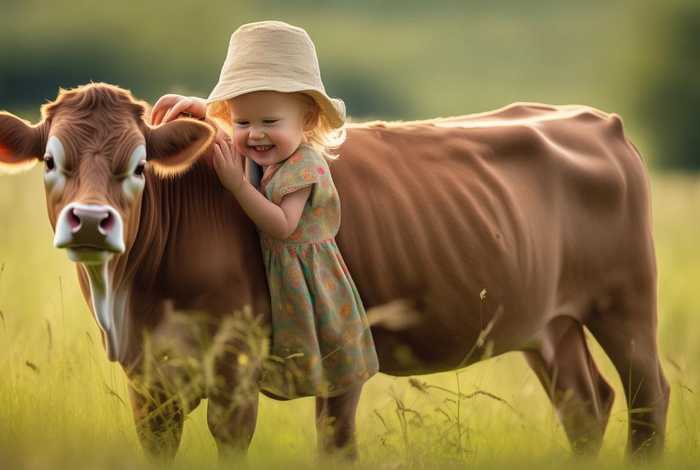 儿童养牛、养牛的孩子