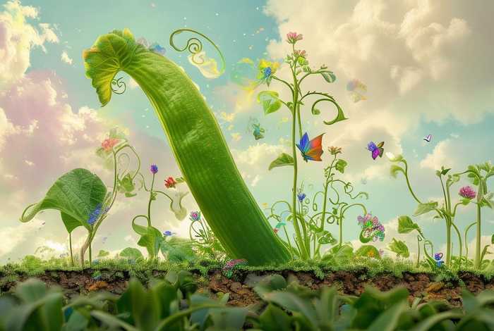 儿童故事一棵豆子长成树通向天上 - 一颗豆子长到天上的故事