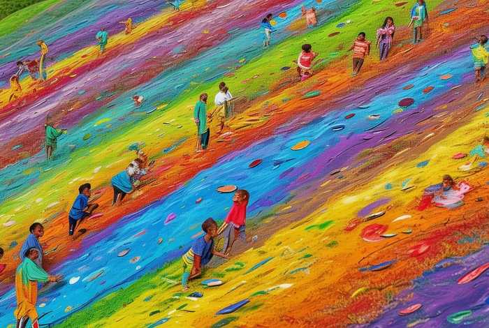 儿童故事五彩斑斓的山坡；五彩斑斓的儿童画