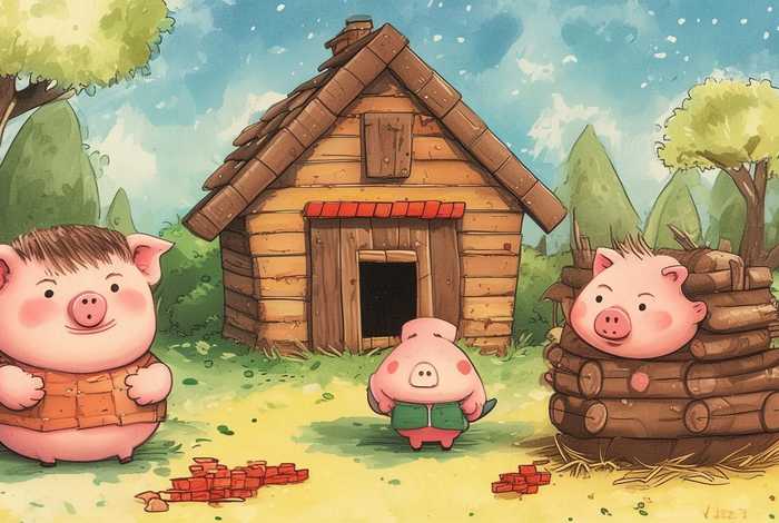 儿童故事三只小猪盖房子的故事 - 三只小猪盖房子的幼儿故事