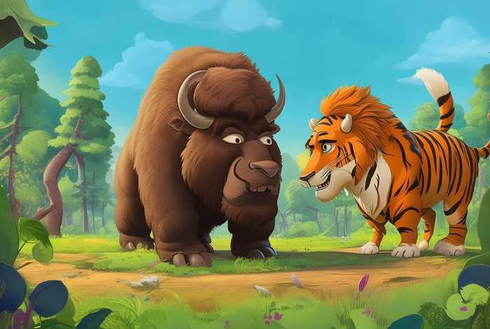 儿童故事之老虎和野牛 老虎和野牛的故事视频