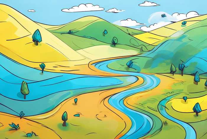 儿童简笔画山水画，一幅儿童简笔山水画