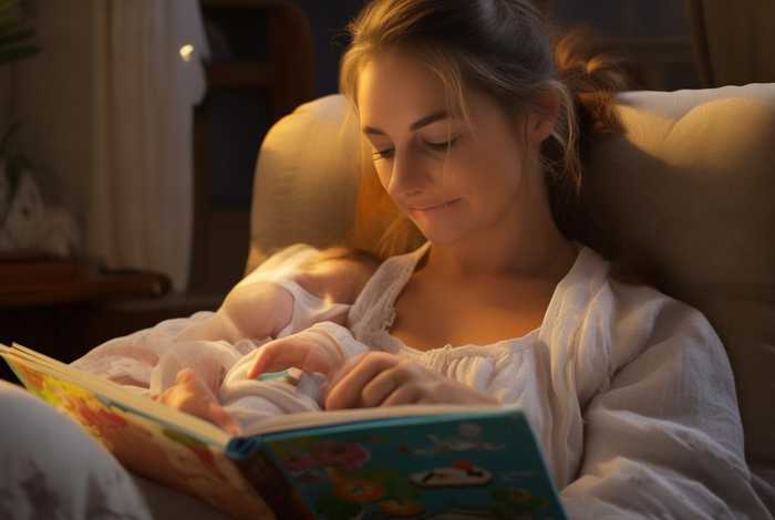 儿童睡前故事 画妈妈，一个妈妈在给孩子讲睡前故事的简笔画