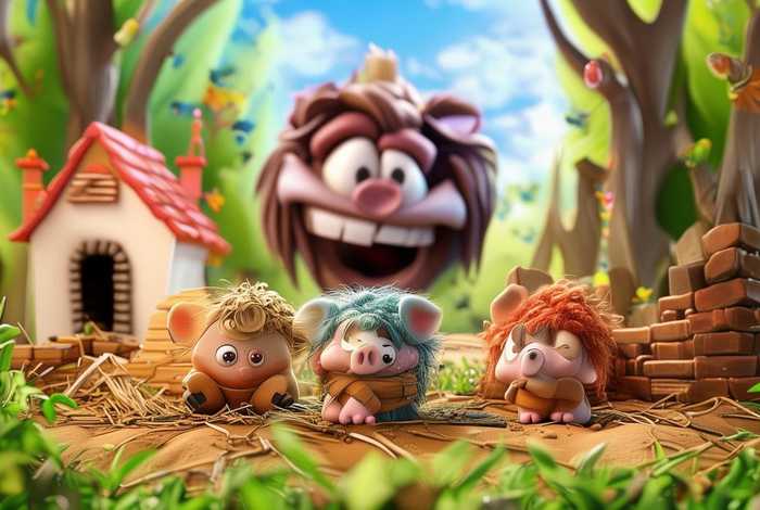 儿童故事三只小猪和大灰狼的故事（三只小猪和大灰狼的故事动画片）