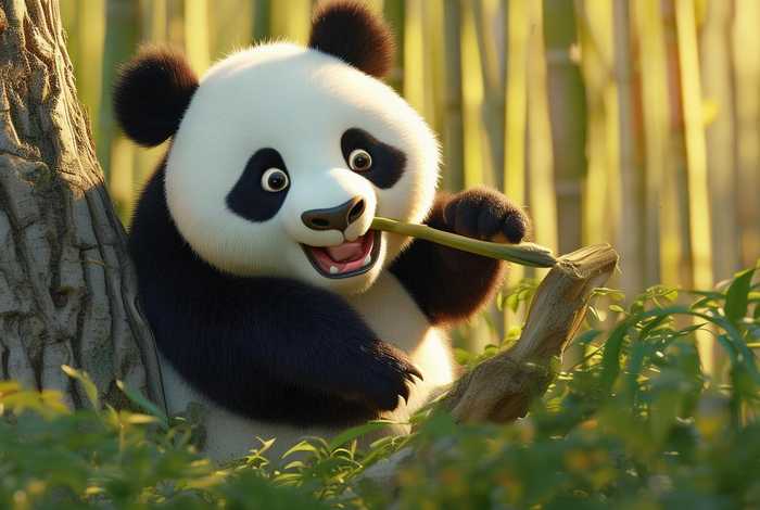 panda英语故事，a clever panda故事