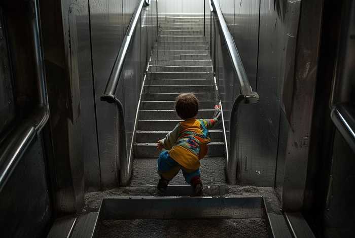 儿童扶手电梯事故视频，孩子玩手扶电梯事故视频