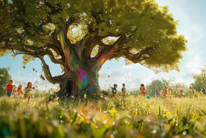 儿童画老树故事 - 老树画画儿童节 儿童画老树故事 - 老树画画儿童节