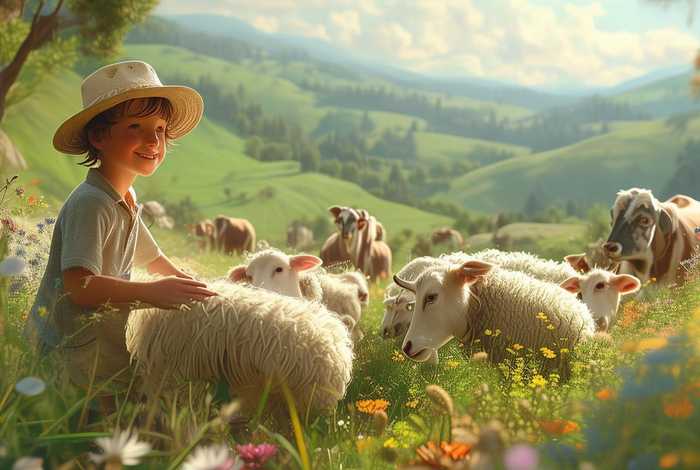 儿童故事小男孩儿山坡上放牛、儿童故事放羊的小男孩 儿童故事小男孩儿山坡上放牛、儿童故事放羊的小男孩