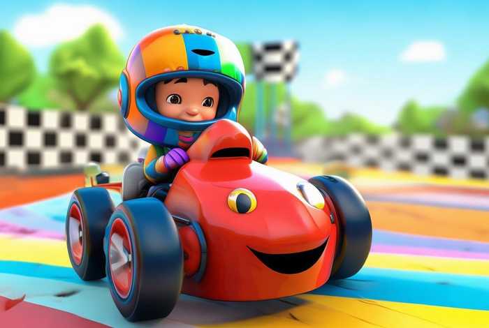 儿童卡丁车卡通；儿童卡丁车卡通图片