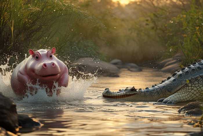 儿童故事河马与大鳄鱼 河马与鳄鱼的故事