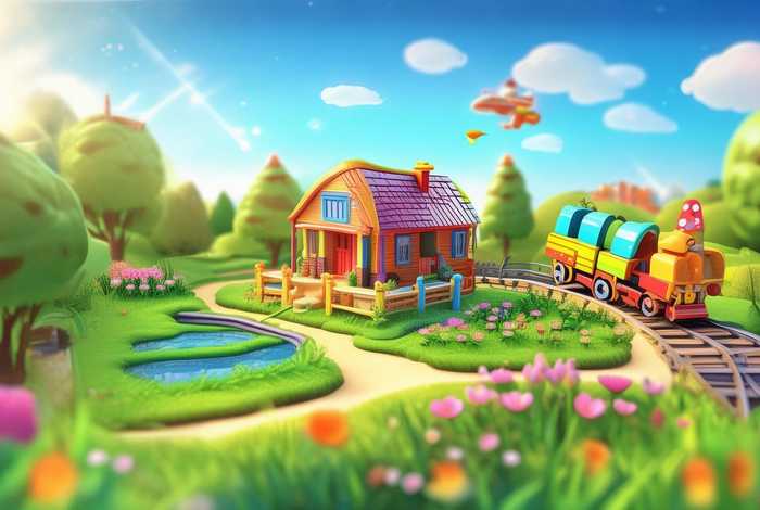 儿童画我的家；儿童画我的家乡要有飞机火车