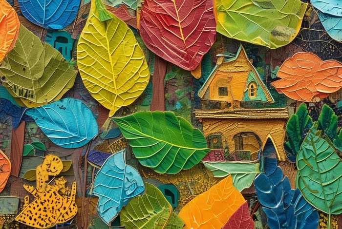 儿童故事树叶画、树叶幼儿故事贴画 儿童故事树叶画、树叶幼儿故事贴画