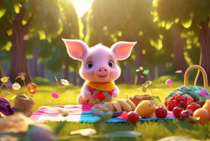 儿童小野猪故事，故事小猪的野餐
