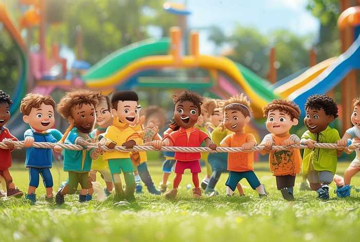 儿童故事拔河插画、儿童绘画拔河 儿童故事拔河插画、儿童绘画拔河