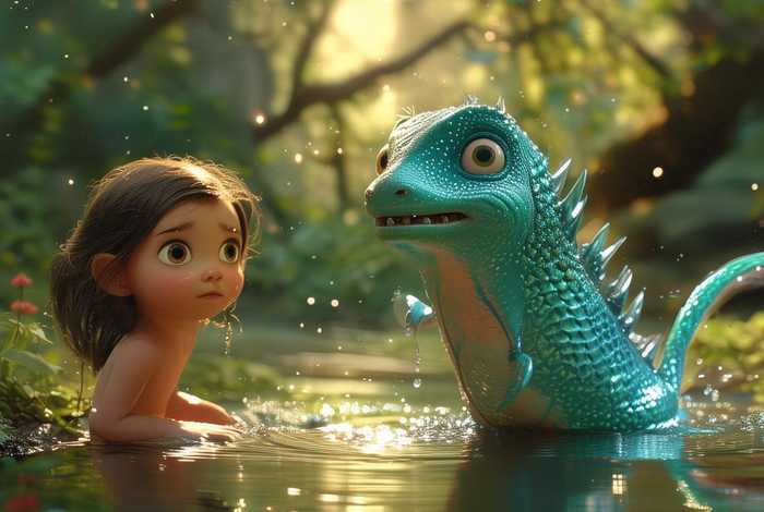 儿童水怪故事 - 小孩和水怪的故事
