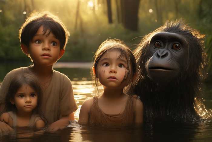 儿童故事水猴子、水猴子的故事一个小孩一个小女孩救了一个孩子