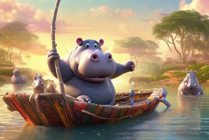 儿童故事河马先生；河马先生钓鱼故事