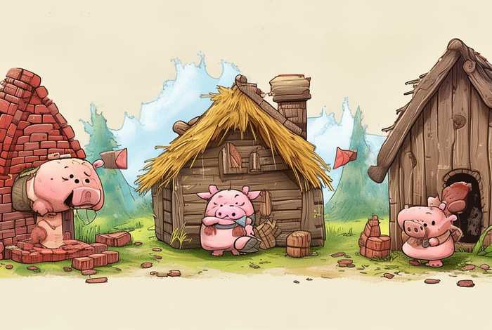 儿童故事三只小猪盖房子的故事 - 三只小猪盖房子的幼儿故事