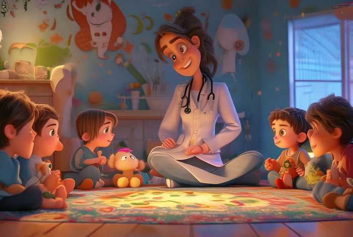 儿童讲医生的故事；讲故事的儿科医生