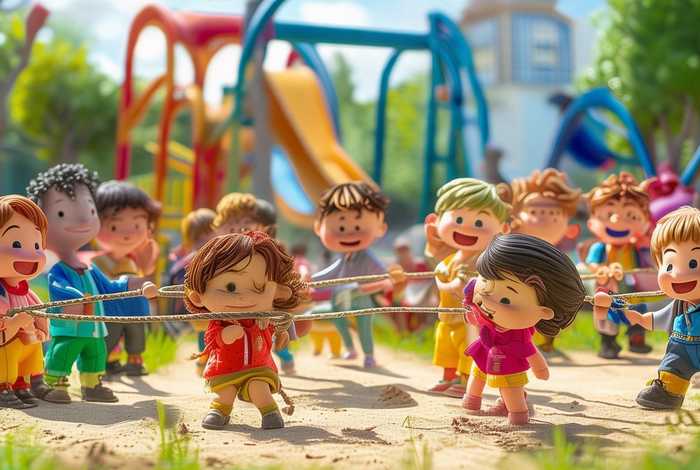 儿童故事拔河插画、儿童绘画拔河 儿童故事拔河插画、儿童绘画拔河