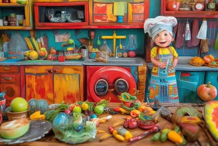 儿童厨师的画 - 幼儿绘画厨师