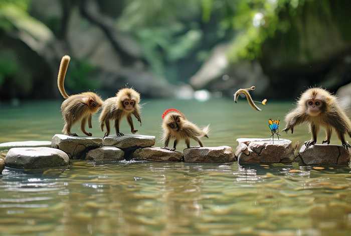 儿童故事四猴过何 - 四猴过河