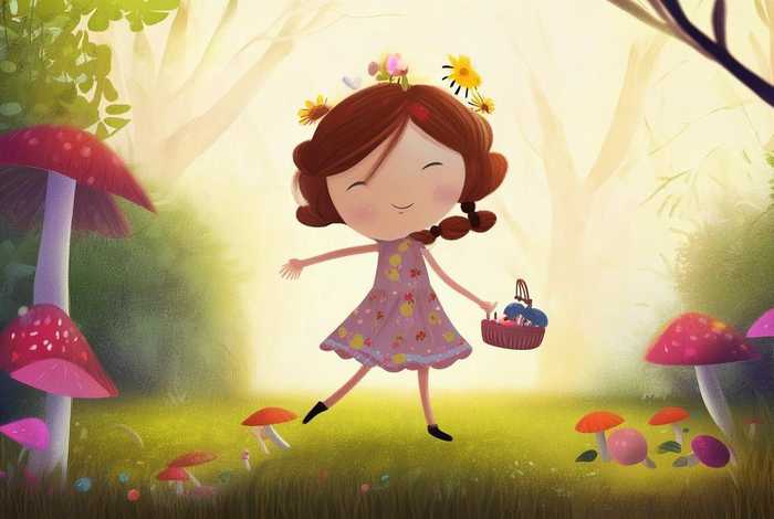 儿童睡前故事0-3岁睡前故事采蘑菇、采蘑菇的小姑娘睡前故事