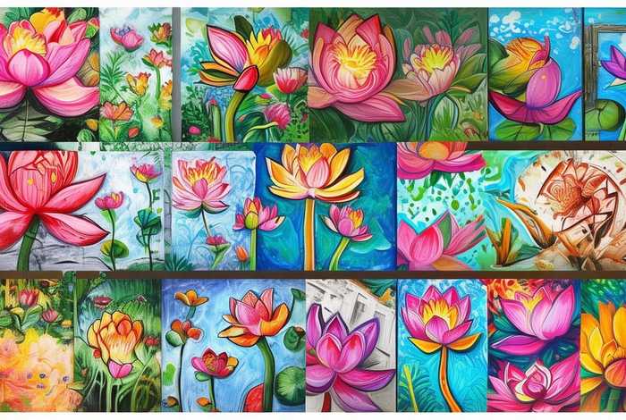 儿童荷花图片；儿童荷花绘画图片大全 小学