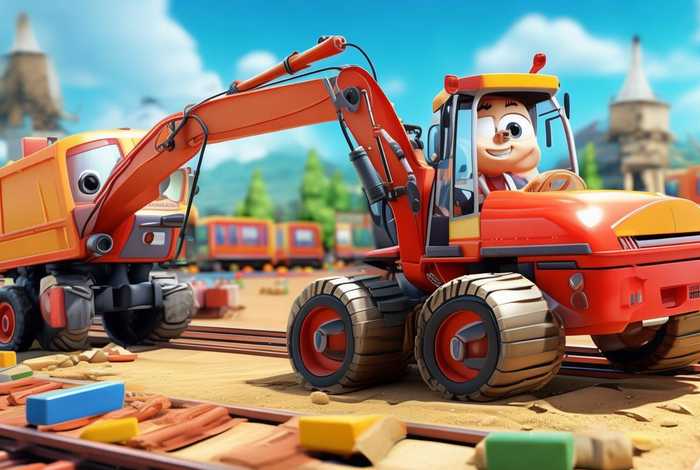 儿童挖掘机翻斗车的故事(挖掘机儿童动画片 翻斗卡车、挖掘机帮助火车建造铁轨) 儿童挖掘机翻斗车的故事(挖掘机儿童动画片 翻斗卡车、挖掘机帮助火车建造铁轨)