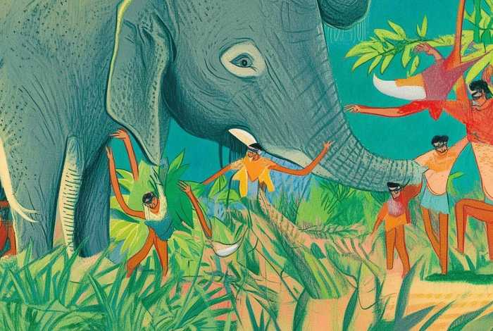 儿童故事盲人摸象英文；盲人摸象的故事和寓意英文