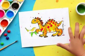 儿童恐龙涂色画打印 儿童简单画恐龙怎么涂色