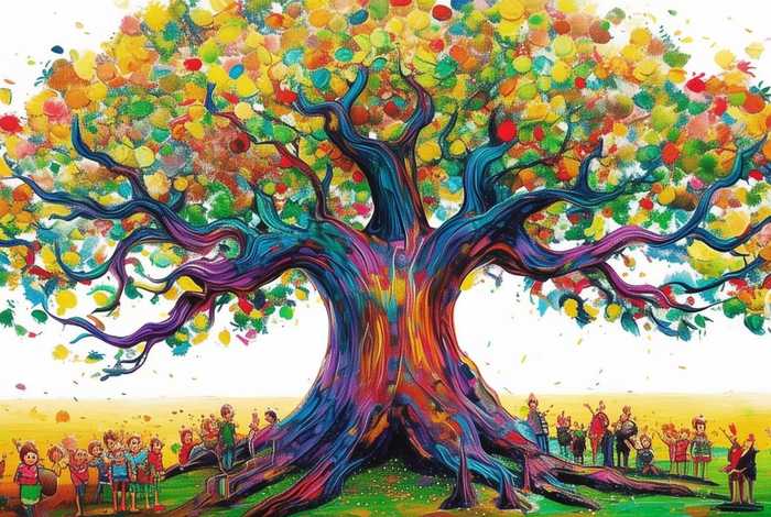 儿童画大树的故事、大树的故事画一等奖