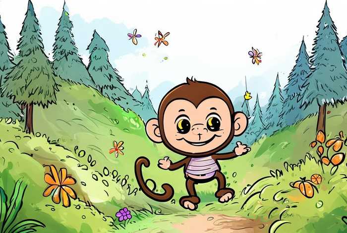 儿童故事小猴子下山线描画 小猴子下山故事简笔画 儿童故事小猴子下山线描画 小猴子下山故事简笔画