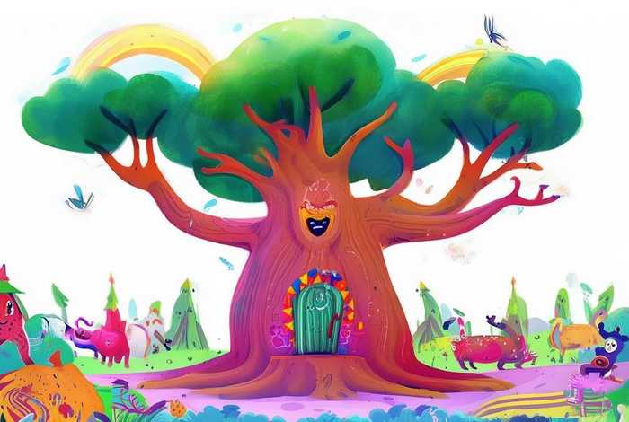 儿童故事大树卡通图片 儿童大树画画图片大全