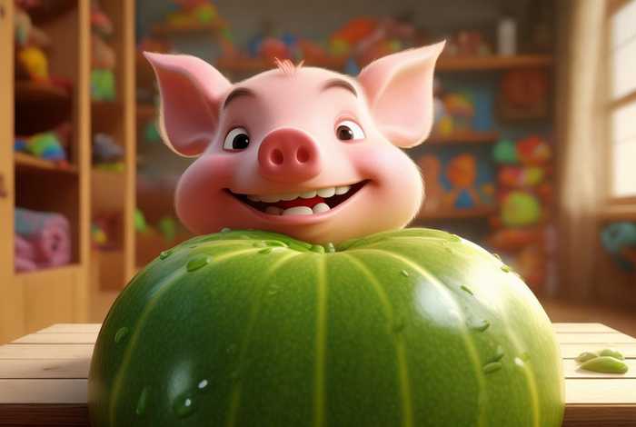 儿童睡前故事小猪吃西瓜，幼儿故事小猪吃西瓜