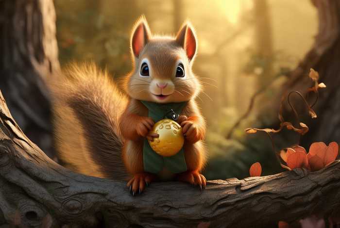 《格林童话》绘画，《格林童话》绘画小松鼠