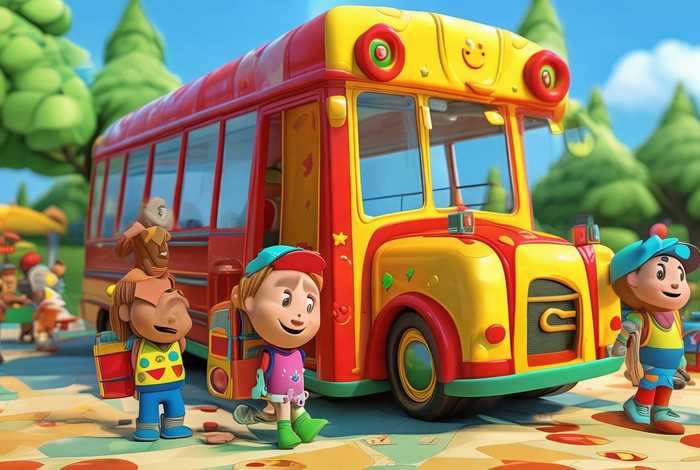 儿童校车视频汽车、少儿校车动画视频表演