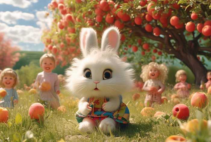 儿童故事桃树下的小白兔 - 桃树下的小白兔编故事幼儿