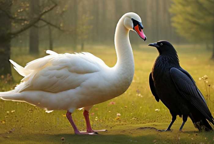 儿童故事白天鹅和乌鸦（白天鹅与黑乌鸦的故事）