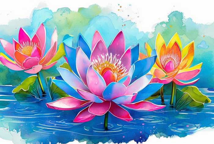 儿童荷花简笔画、儿童荷花简笔画色彩