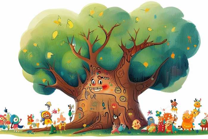 儿童故事大树卡通图片 儿童大树画画图片大全