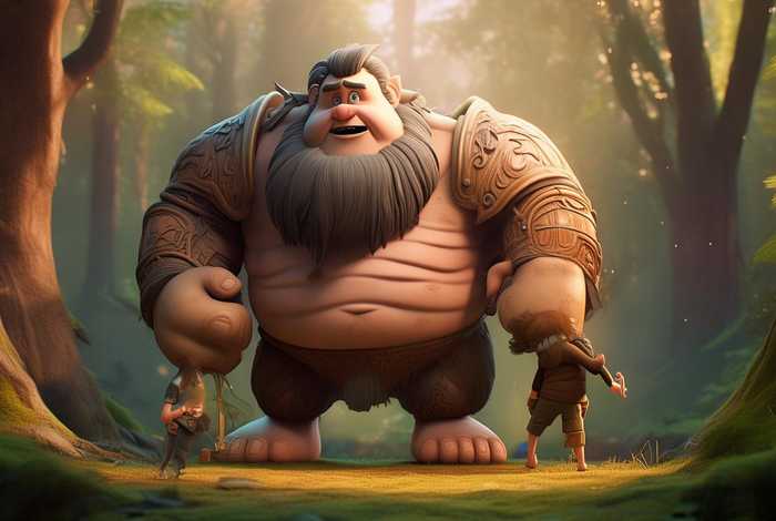 儿童故事男巨人的故事，巨人和男孩的故事