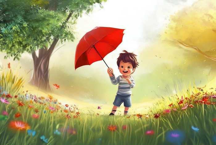 儿童故事男孩打伞(打伞小男孩的背景图片) 儿童故事男孩打伞(打伞小男孩的背景图片)