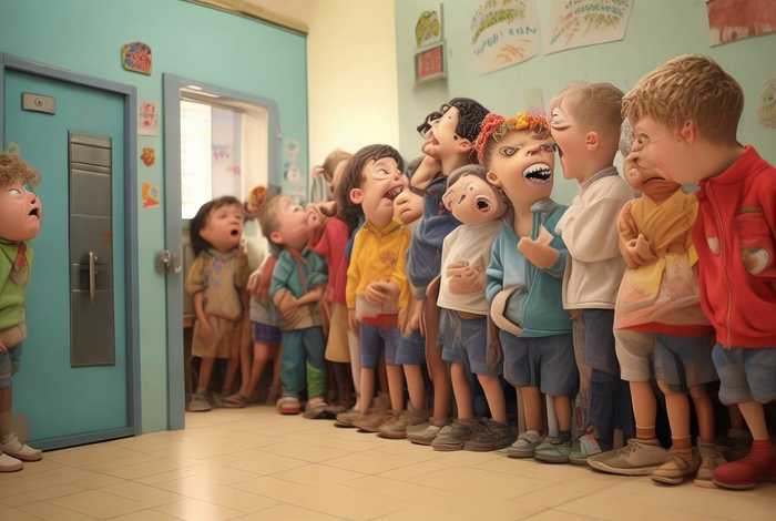 儿童故事上厕所要排队 - 排队上厕所肚子疼的搞笑故事