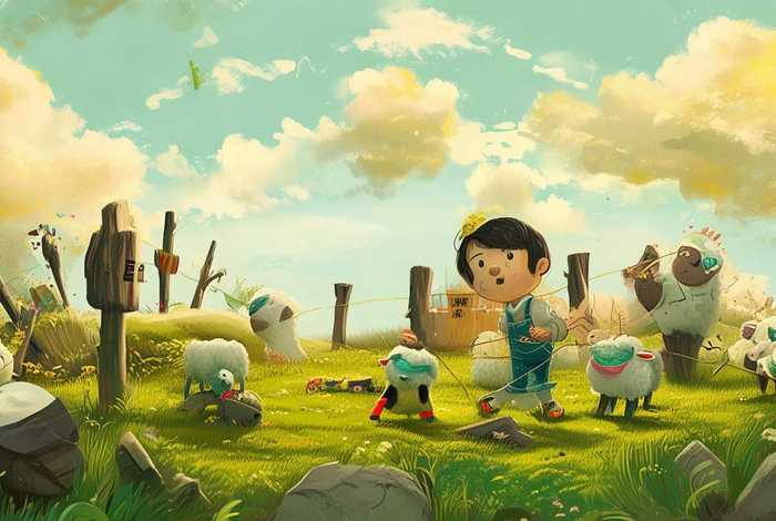 儿童故事画亡羊补牢 亡羊补牢儿童画教案