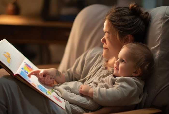 儿童睡前故事 画妈妈，一个妈妈在给孩子讲睡前故事的简笔画