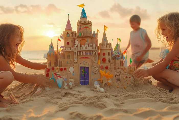 儿童沙滩城堡故事 沙滩城堡 儿童画