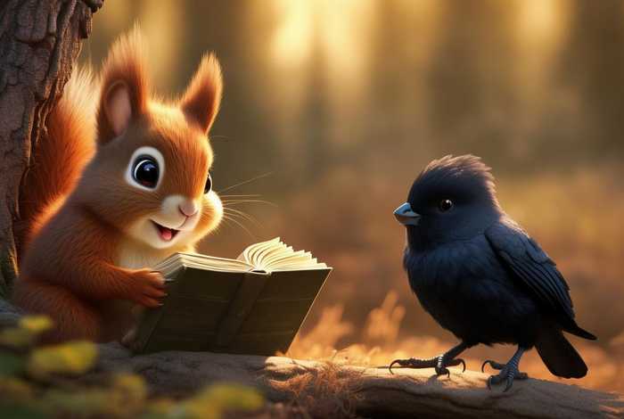 儿童睡前故事小松鼠与小乌鸦，睡前小故事小松鼠与小乌鸦