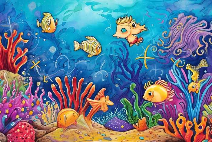 儿童海底简笔画，7一8岁儿童简笔画海底